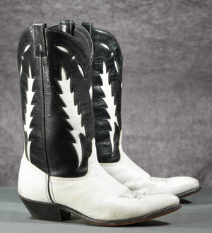 Vintage 1980s Code West Lightning Inlay Cowgirl Boots
Size: Women’s 9 M