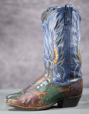 Vintage Dan Post Rainbow Snakeskin Cowboy Boots
Size: Women’s 7.5 M