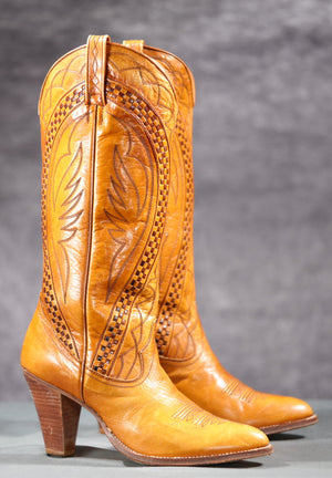 Vintage Dan Post Honey Tan Cowgirl Boots • Women’s 6 B