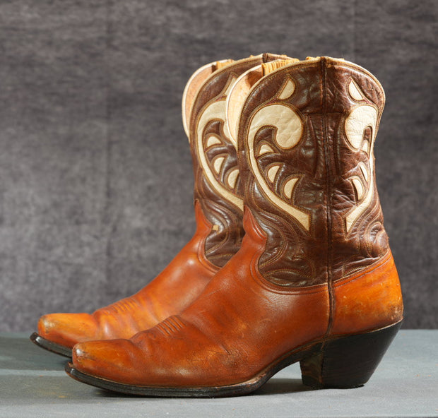 1950s Western Pee-Wee Cowboy Boots — Men’s 10.5 D Vintage Cowboy Western Boots ACME 1950s Inlay “Rare” Western Shorty Cowboy Boots 11 1/2 D  main image 4