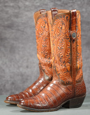 J.B. Hill • Hand-Tooled Leather & Alligator • Women’s 7.5 B