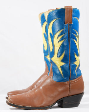 1980s • Austin Hall • Colorblock Western Boots • Men’s 8 D / Women’s 9.5 M
