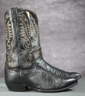 Vintage Justin Sharkskin Cowboy Boots — Black
Size: Men’s 12 E