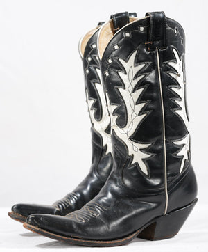 Vintage Black & White Inlay Cowgirl Boots — 1980s
Size: Women’s 6.5 M