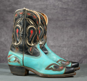1960s ACME Inlay Western Boots • Rare Color Combo • Women’s 7 M