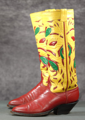 1994 Austin Hall • Graphic “Red Eye” Inlay Boots • Men’s 9 D