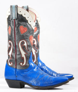 Vintage 1970s Larry Mahan Blue Heart Cowgirl Boots
Size: Ladies 7 B