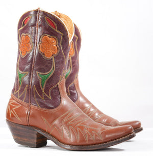 Early 1960s • Acme “Wildflower” Inlay Boots • Women’s 6 B