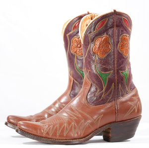 1960s Acme Floral Inlay Western Boots • Women’s 6 B