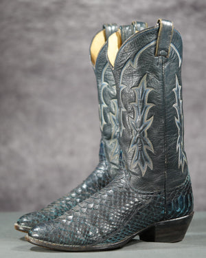 Vintage Tony Lama Blue Python Cowboy Boots
Size: Men’s 9.5 D