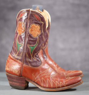 1960s Acme Floral Inlay Western Boots • Women’s 6 B