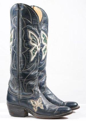 Vintage Justin Blue Butterfly Cowgirl Boots
Size: Women’s 5 B