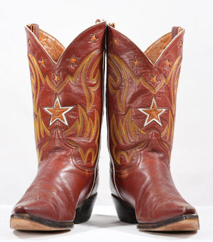 1990s Justin Star Stitch Western Boots • Women’s 8 M