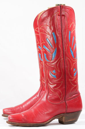 1950s • Justin Tall Inlay Boots • Women’s 6.5 M