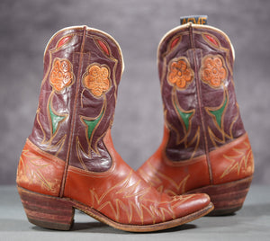 Early 1960s • Acme “Wildflower” Inlay Boots • Women’s 6 B