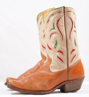 1950s Acme Cutout Inlay Cowboy Boots • Women’s 7 M