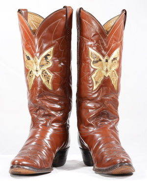 Late 1980s Justin Butterfly Inlay Boots • Men’s 11 D