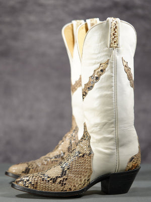 1980s Hondo Snakeskin Cowgirl Boots • Women’s 8.5 C