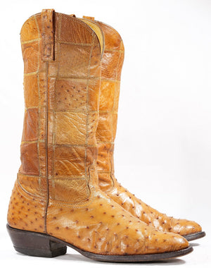Vintage Nocona • Full Patchwork Ostrich • Men’s 8.5 D With Matching 36 Waist Ostrich Belt and Original Box