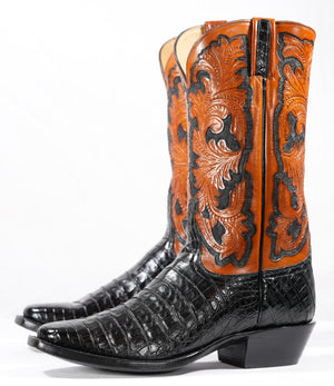 Lucchese Classics — NOS Black Belly Caiman with Hand-Tooled Mahogany Shafts
Size: Men’s 9.5 D
