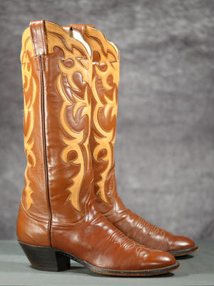 Vintage 1970s Cutter Bill Flame Overlay Cowgirl Boots
Size: Women’s 10 B