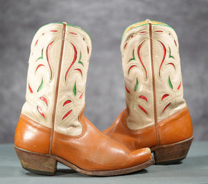 1950s Acme Cutout Inlay Cowboy Boots • Women’s 7 M