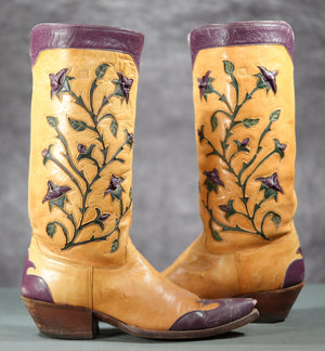 Custom Roberto Robledo Morning Glory Vine Cowboy Boots (1992)
Size: Women’s 9 B