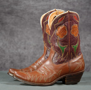 1960s Acme Floral Inlay Western Boots • Women’s 6 B