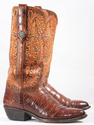 J.B. Hill • Hand-Tooled Leather & Alligator • Women’s 7.5 B