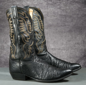 Vintage Justin Sharkskin Cowboy Boots — Black
Size: Men’s 12 E