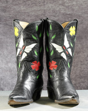 Late 1980s • Larry Mahan Floral & Butterfly Inlay • Women’s 8 B
