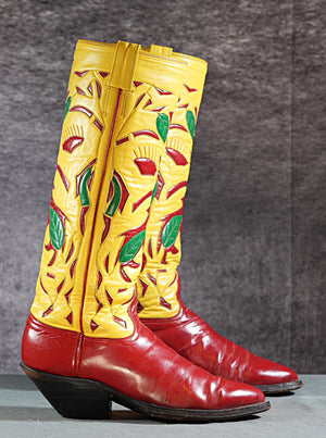 1994 Austin Hall • Graphic “Red Eye” Inlay Boots • Men’s 9 D