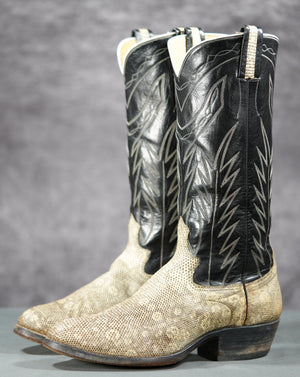 Vintage James Leddy Custom Ringtail Lizard Cowboy Boots
Size: Men’s 9 D