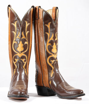 Tony Lama 1970s Tall Inlay Cowgirl Boots (NOS)
Size: Women’s 5 1/2 B